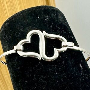 JAMES AVERY Sterling Silver Double Heart-to-Heart HookOn Bangle Bracelet RETIRED